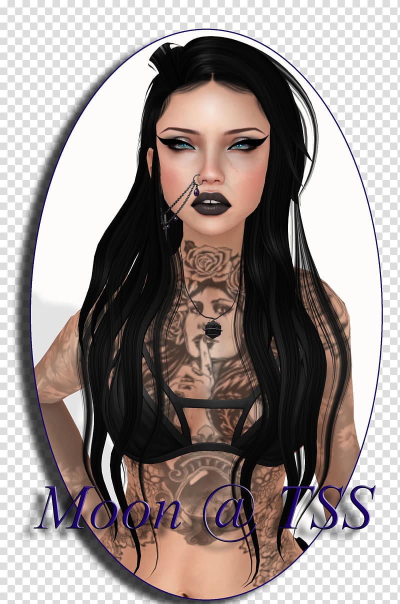 Black hair Cosmetics Skin Face, fantasy moon transparent background PNG clipart