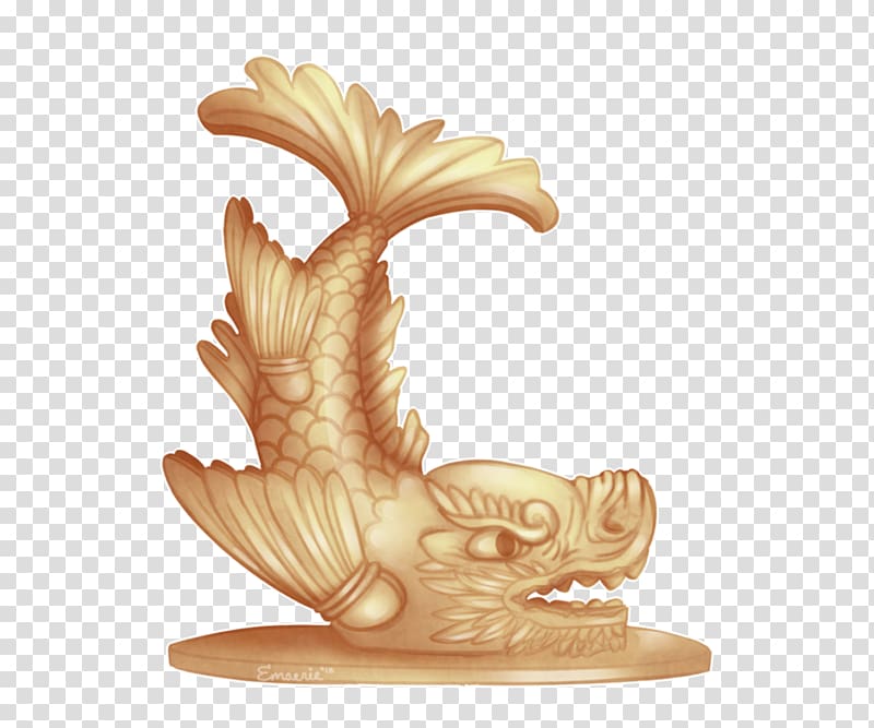 Carving Figurine Chicken as food, golden pig statue transparent background PNG clipart