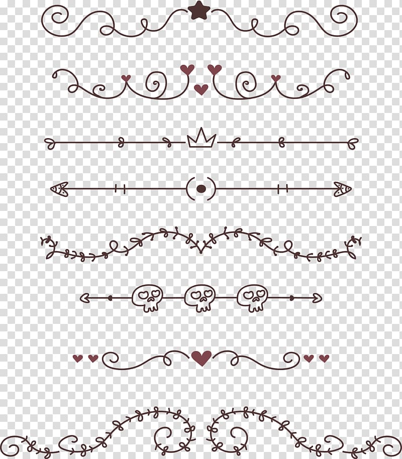 assorted floral border lot, Euclidean , Lovely flower rattan skeleton segmentation line transparent background PNG clipart