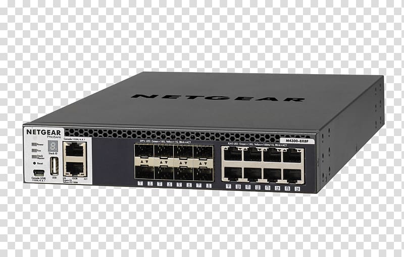 NETGEAR ProSAFE M4300-8X8F Switch Network switch 10 Gigabit Ethernet Stackable switch, netgear switch 1u transparent background PNG clipart