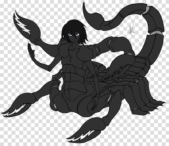 Cartoon Silhouette Black White Legendary creature, Scorpion King transparent background PNG clipart