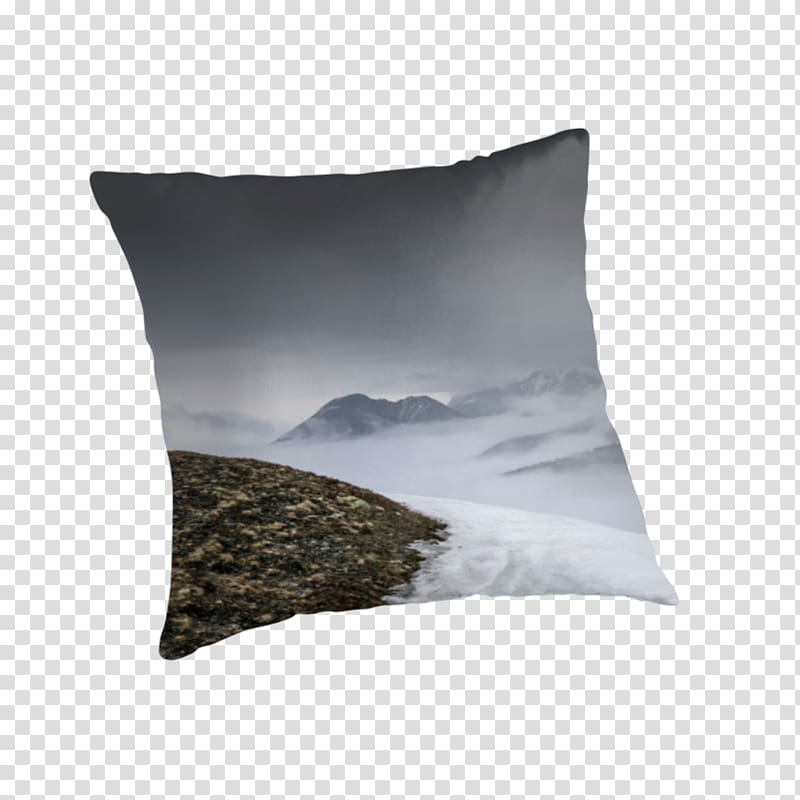 Throw Pillows Cushion Snowy Mountains Landscape, mountain fog transparent background PNG clipart