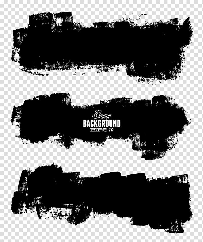 Ink brush, Chinese ink painting style material brush strokes, black background with Background EPS 10 text overlay transparent background PNG clipart