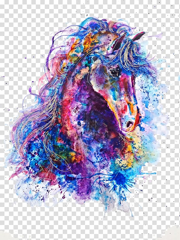 Work of art Drawing Watercolor painting Illustrator, horse transparent background PNG clipart