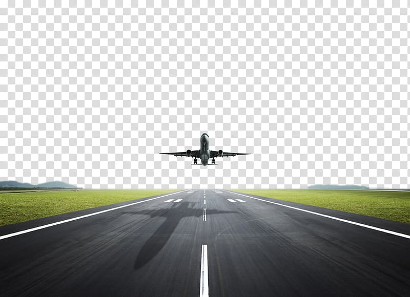 taking off white airplane illustration, Car Airplane Highway Road , Runway take off the plane HD transparent background PNG clipart