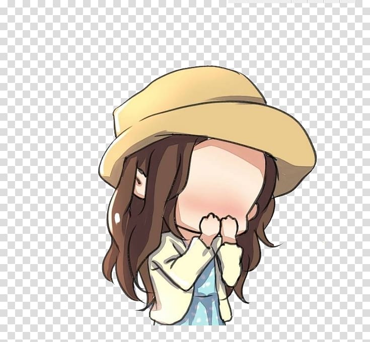 Q-version Haohmaru Cartoon Woman Girl, Straw hat long curly hair transparent background PNG clipart