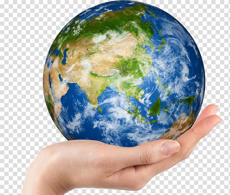 Earth on person hand, Environmental protection Energy conservation Pollution, Earth transparent background PNG clipart