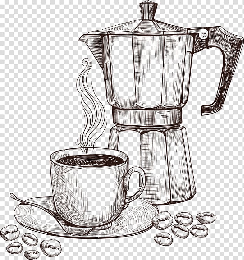 coffee maker sketch , Arabic coffee Coffeemaker Coffee cup Coffee preparation, Sketch coffee machine transparent background PNG clipart