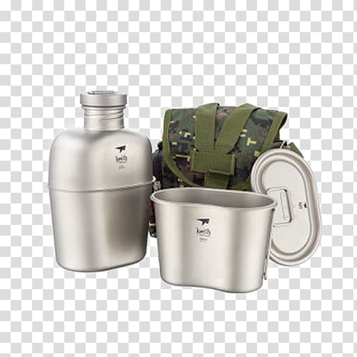 Canteen Titanium Water bottle Military, Military kettle suit transparent background PNG clipart