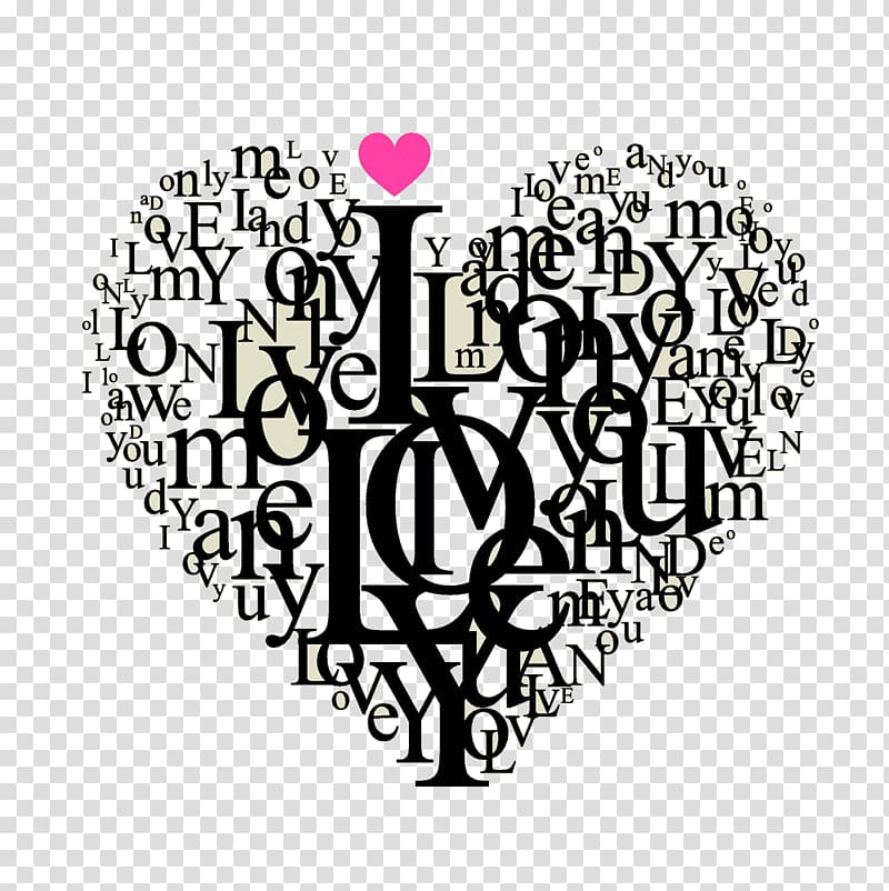 heart form love text , Love Heart Valentines Day Typography, heart transparent background PNG clipart