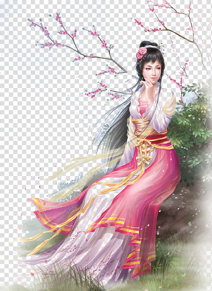 Lin Daiyu Dream of the Red Chamber Xue Baochai Jia Baoyu Miaoyu, Lin Daiyu animation design transparent background PNG clipart