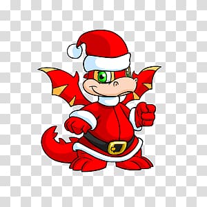 dragon cartoon character wearing Santa Claus costume, Christmas Scorchio transparent background PNG clipart