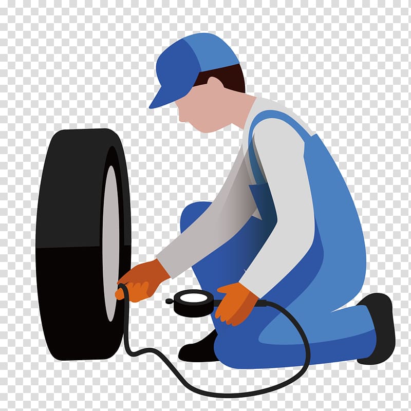 man in blue overalls , Car Texas Used Tires, car mechanic and tires transparent background PNG clipart
