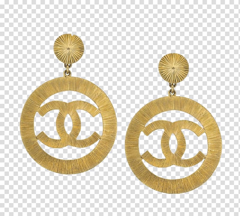 Earring Chanel Jewellery Gold Silver, vintage chanel earrings transparent background PNG clipart