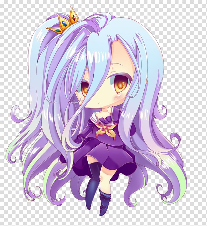 purple haired female anime illustration, Shiro Chibi No Game No Life Anime Fate/stay night, Chibi transparent background PNG clipart
