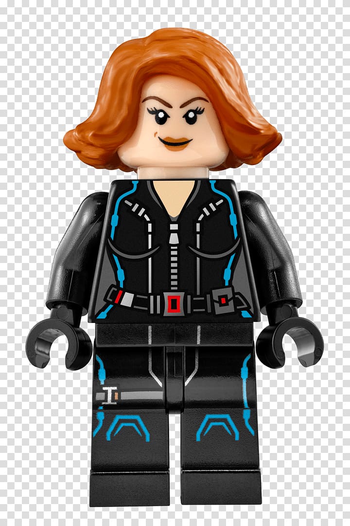 woman wearing black suit minifig, Lego Black Widow transparent background PNG clipart