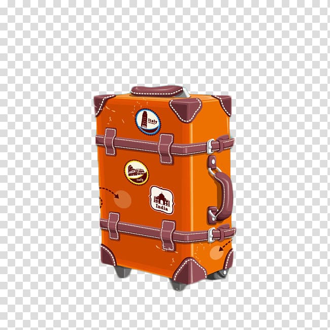 Suitcase Euclidean Baggage, Orange retro luggage transparent background PNG clipart