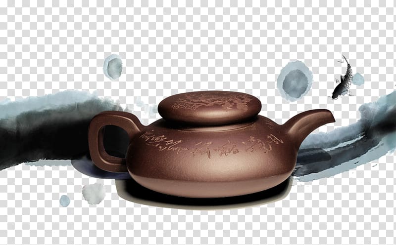 Tea culture Wuyi tea Ink wash painting Yum cha, Classical elements kettle transparent background PNG clipart