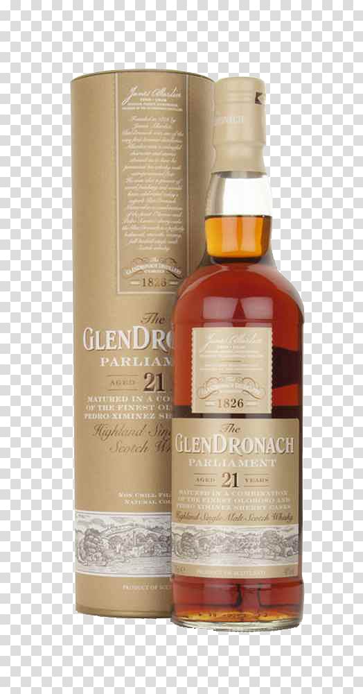 Liqueur Whiskey Glendronach distillery BenRiach distillery Glass bottle, Years old transparent background PNG clipart