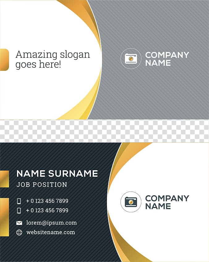 Company Name business cards, Business card Printing Logo Visiting card, black and yellow business card curve transparent background PNG clipart