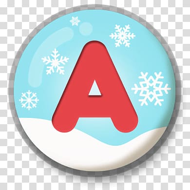 white, red, and teal snowflake and a logo, Letter A Snowy Roundlet transparent background PNG clipart