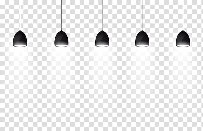 five black pendant lamp illustration, Black and white Pattern, Wall Washer transparent background PNG clipart