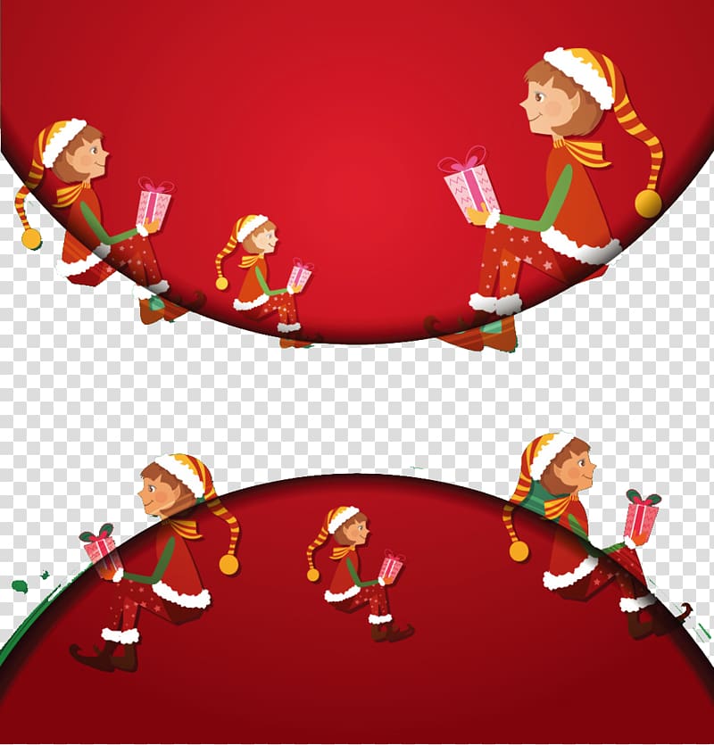 Christmas Poster, Round red Christmas background transparent background PNG clipart