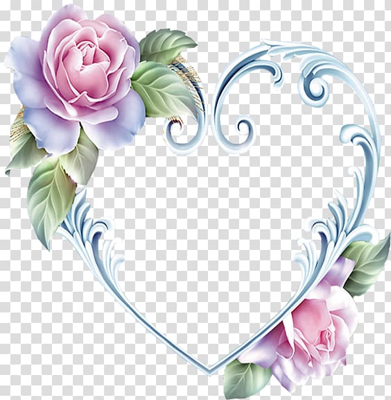 pink flowers illustration, Heart Rose Frames, heart transparent background PNG clipart