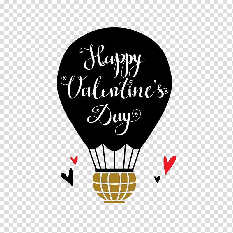 Hot air balloon Valentines Day, Black sky balloons transparent background PNG clipart