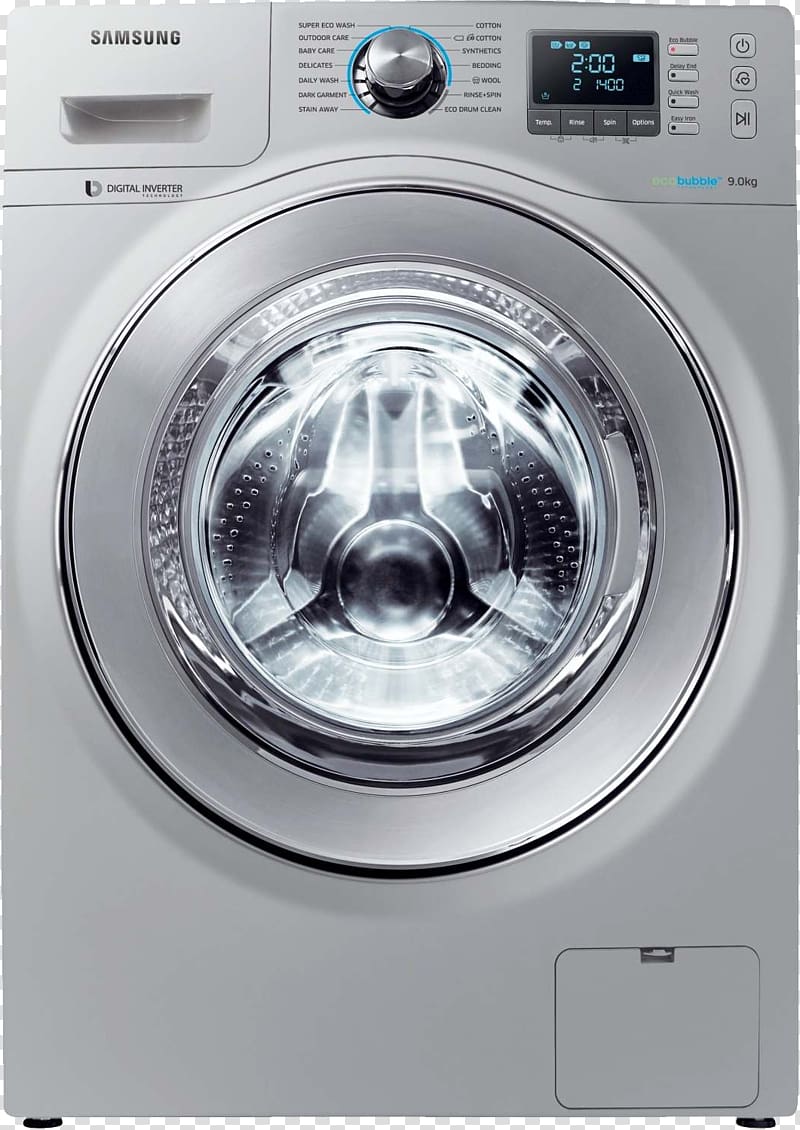 white Samsung front-load clothes washer, Washing machine Combo washer dryer Clothes dryer Laundry Home appliance, Washing machine transparent background PNG clipart