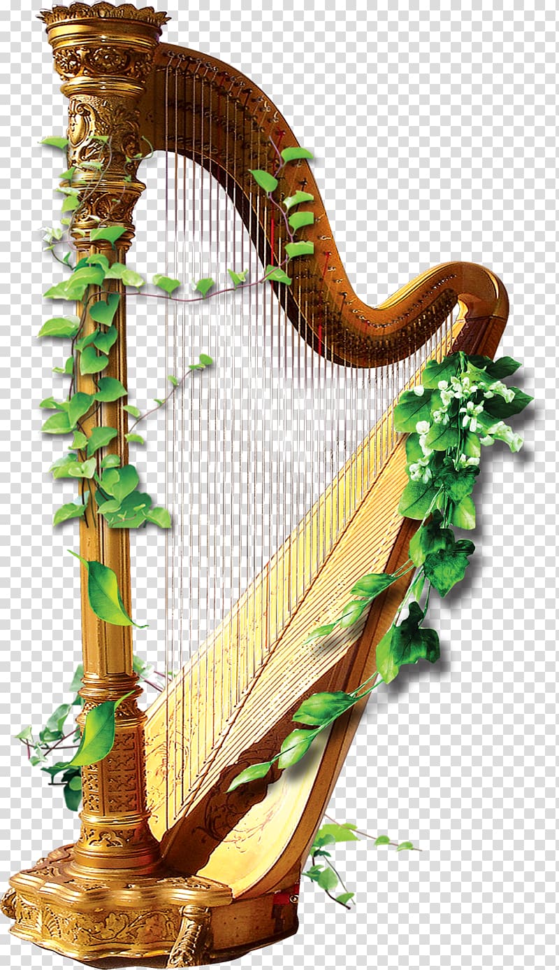 brown harp illustration, Poster, music transparent background PNG clipart
