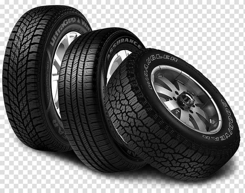 three car wheels and tires, Car Tire Alloy wheel Rim Natural rubber, tires transparent background PNG clipart