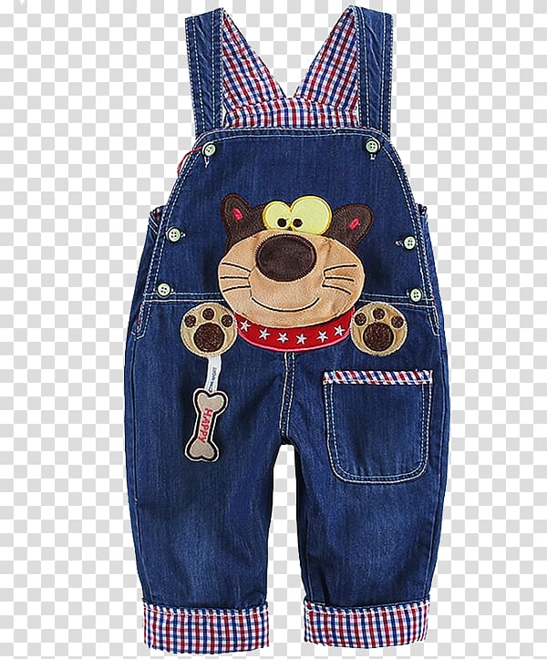 Overall Jeans Trousers Child Boilersuit, Bear Baby Bib transparent background PNG clipart