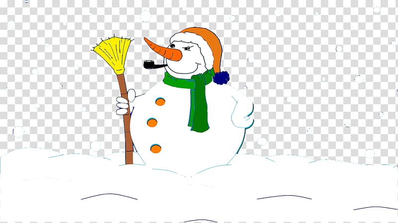 Flightless bird Christmas ornament Illustration, Cute cartoon snowman broom transparent background PNG clipart
