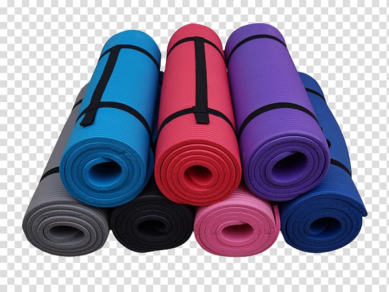 Yoga mat Pilates Physical exercise, Blue carpet transparent background PNG  clipart