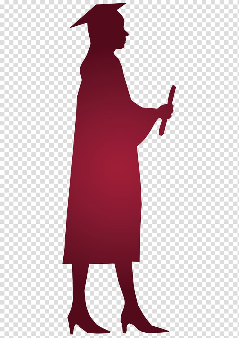 woman wearing academic suit illustration, Student Graduation ceremony Silhouette Square academic cap, Graduation silhouette material transparent background PNG clipart