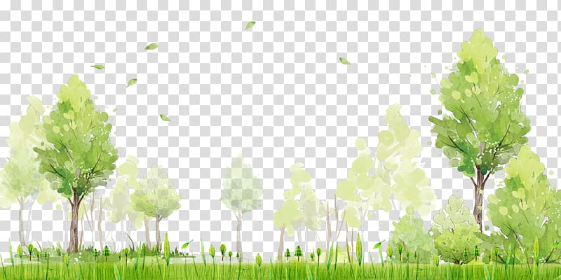 Shulin District Poster Watercolor painting, Painted green landscape background, green leaf trees illustration transparent background PNG clipart