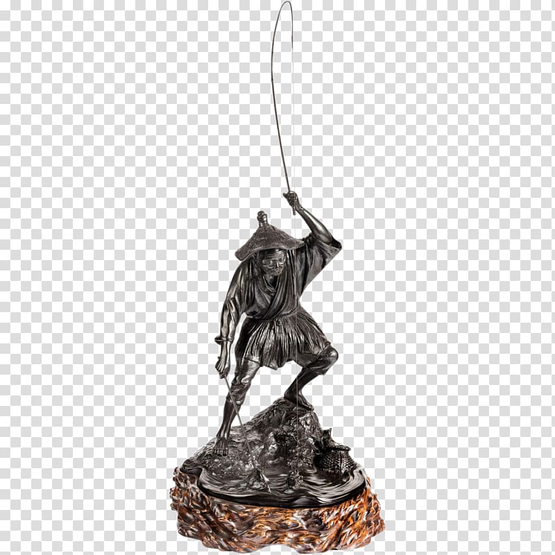 Bronze sculpture Figurine, fisherman transparent background PNG clipart