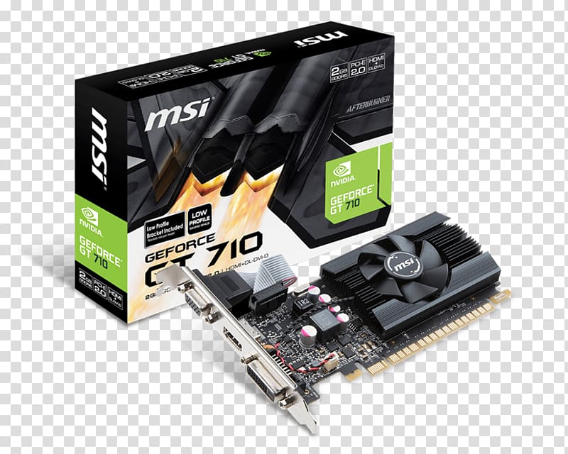 Graphics Cards & Video Adapters NVIDIA GeForce GT 710 GDDR5 SDRAM Micro-Star International Digital Visual Interface, Computer transparent background PNG clipart