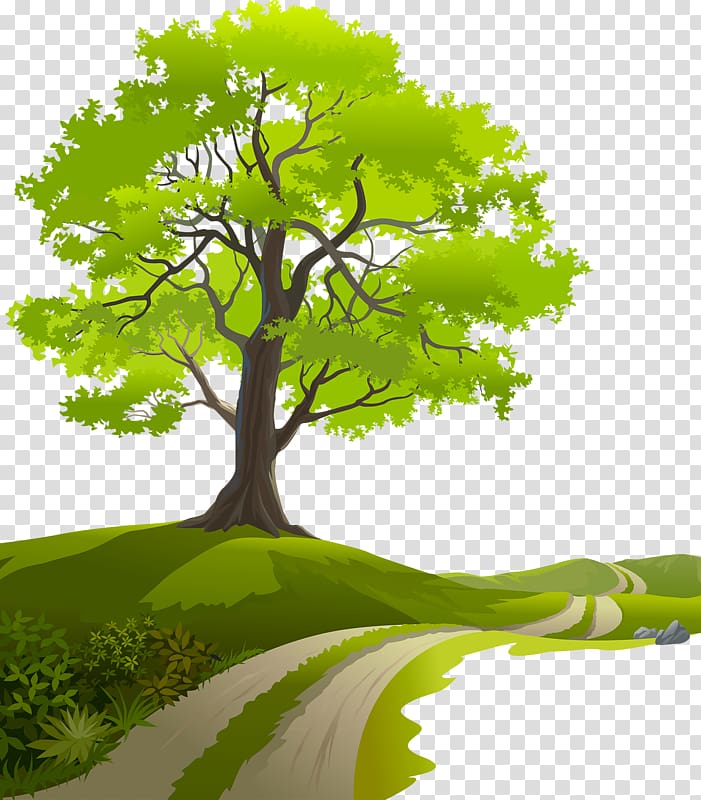 green tree beside road painting, Art Desktop , jungle safari transparent background PNG clipart