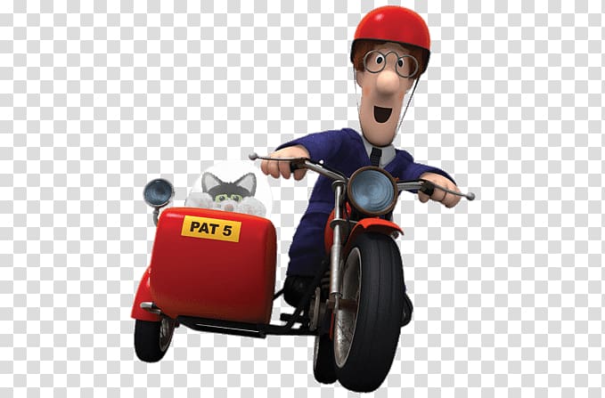 man riding on trike illustration, Postman Pat on Motorbike transparent background PNG clipart