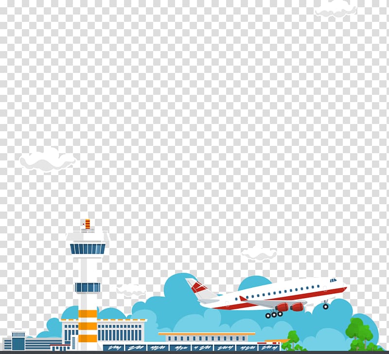 Airplane Graphic design, aircraft and control tower transparent background PNG clipart