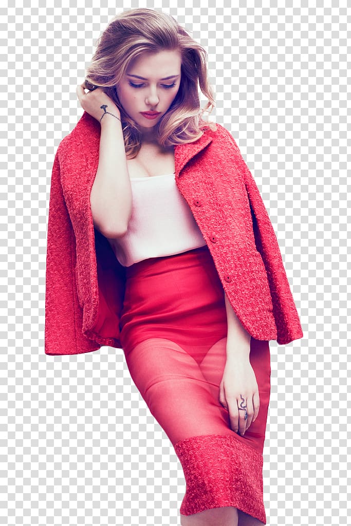 woman in red coat, Scarlett Johansson Black Widow New York City Captain America: The Winter Soldier, Scarlett Johansson Hot transparent background PNG clipart