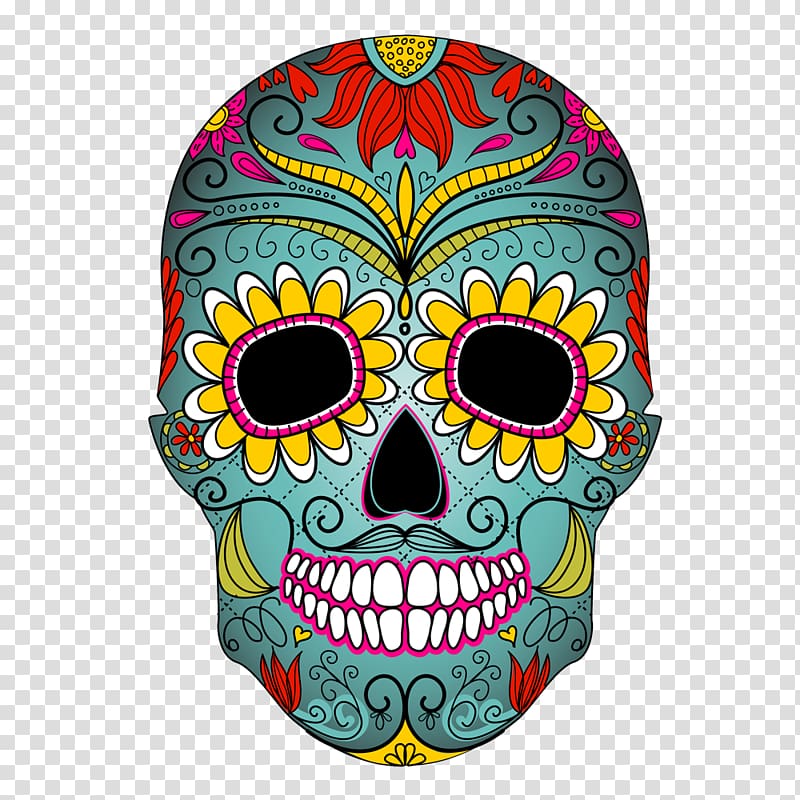 Calavera Cupcake Skull Day of the Dead Mexican cuisine, skull transparent background PNG clipart