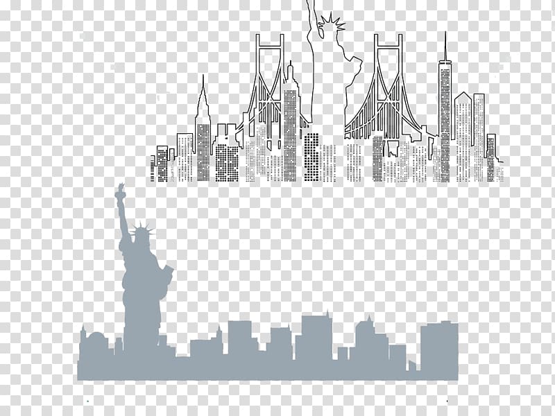 Statue of Liberty Architecture Silhouette, Statue of Liberty hand-painted pattern transparent background PNG clipart