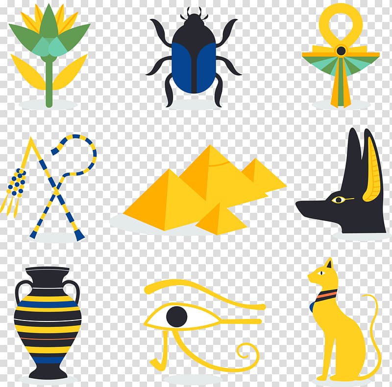 Egyptian pyramids Ancient Egypt Egyptian language Culture, hand painted Egyptian elements transparent background PNG clipart