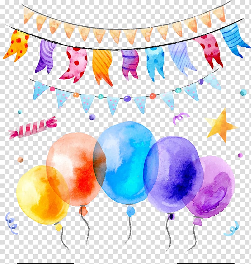 Color Icon, colored balloons and pull the flag transparent background PNG clipart