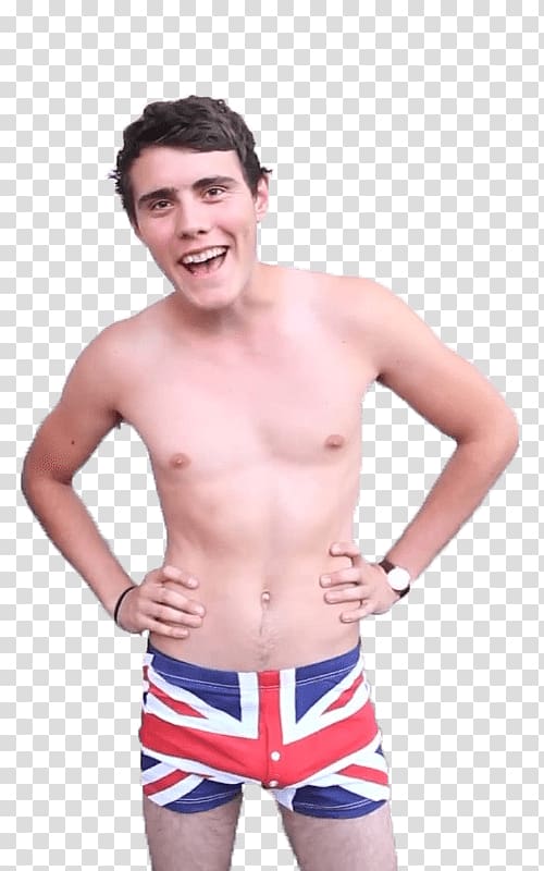 man in blue and red shorts smiling, Alfie Deyes Uk Flag transparent background PNG clipart