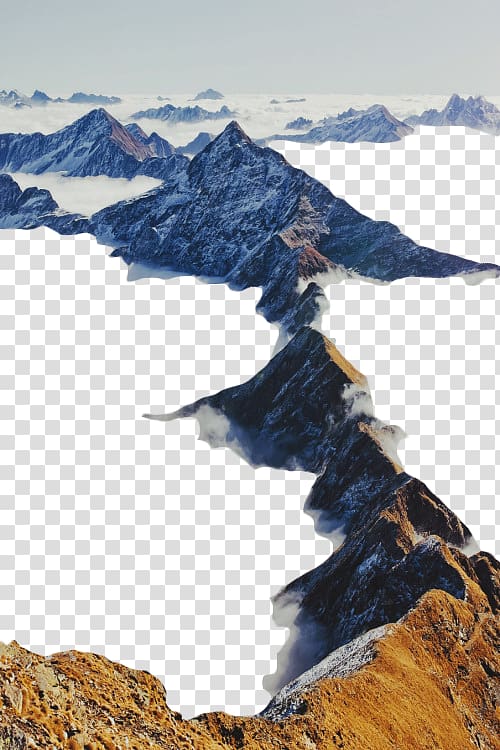 brown and white mountains in aerial shot, Graphic design, Mountains and sky transparent background PNG clipart