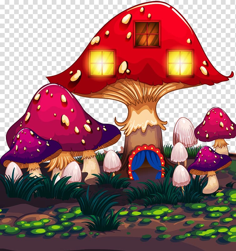 Insect Mushroom Illustration, Mushroom house transparent background PNG clipart